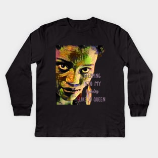 Stepping into my birthday like a QUEEN Kids Long Sleeve T-Shirt